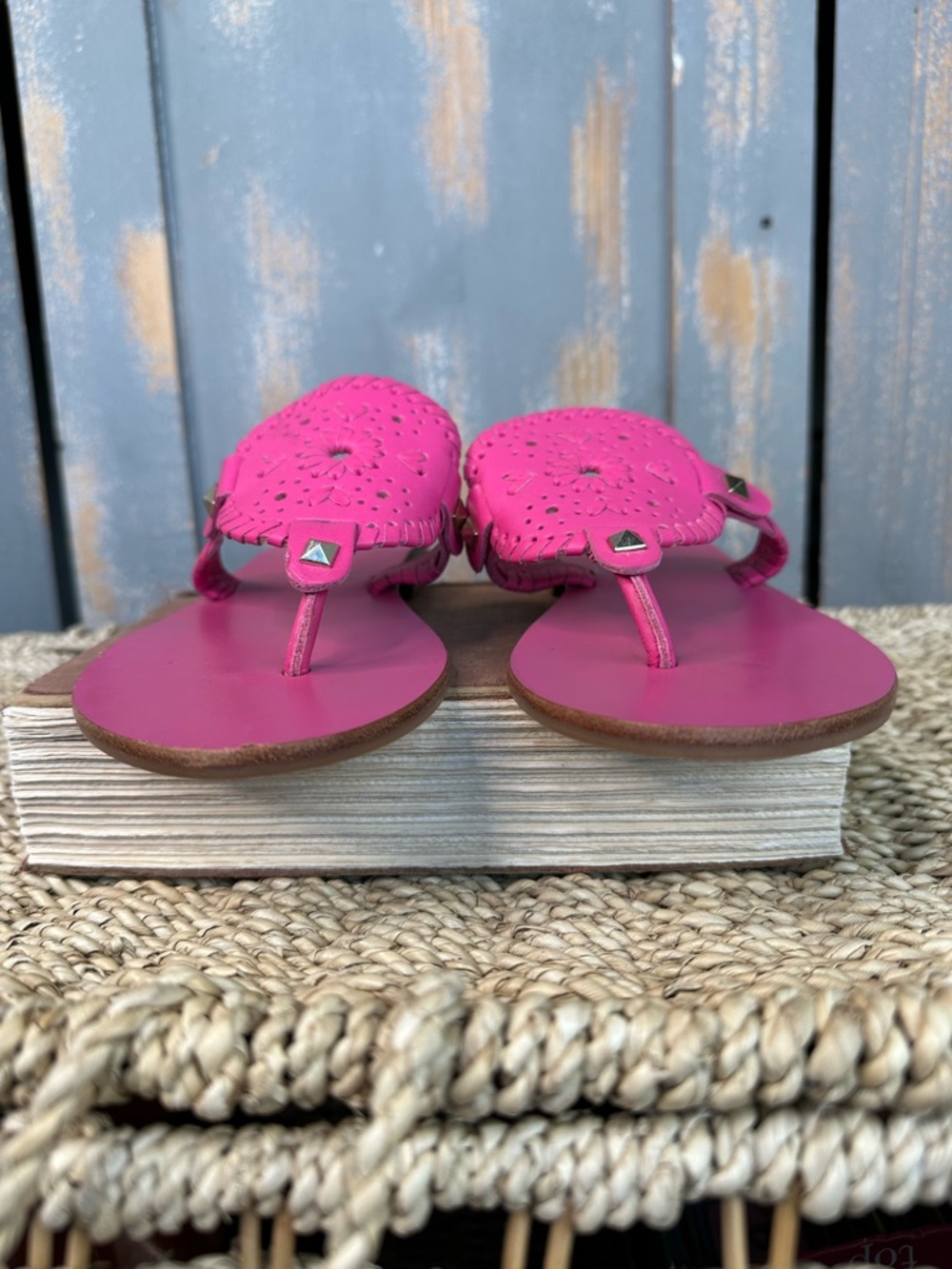 Jack Rogers Georgica Leather Sandals Magenta Sz 7 - Picture 5 of 16